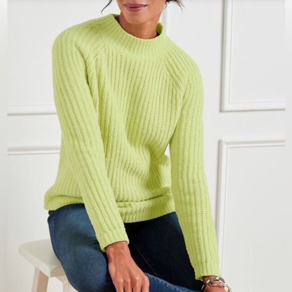 Talbots Sweaters - TALBOTS Texture Stitch Mock-Neck Sweater Lime Green Size XS